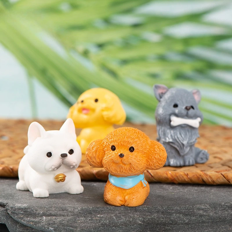 Cute Dog Figurines Miniatures Cartoon Animal Micro Landscape Ornaments Creative Simulation Dog Statue Courtyard Decor