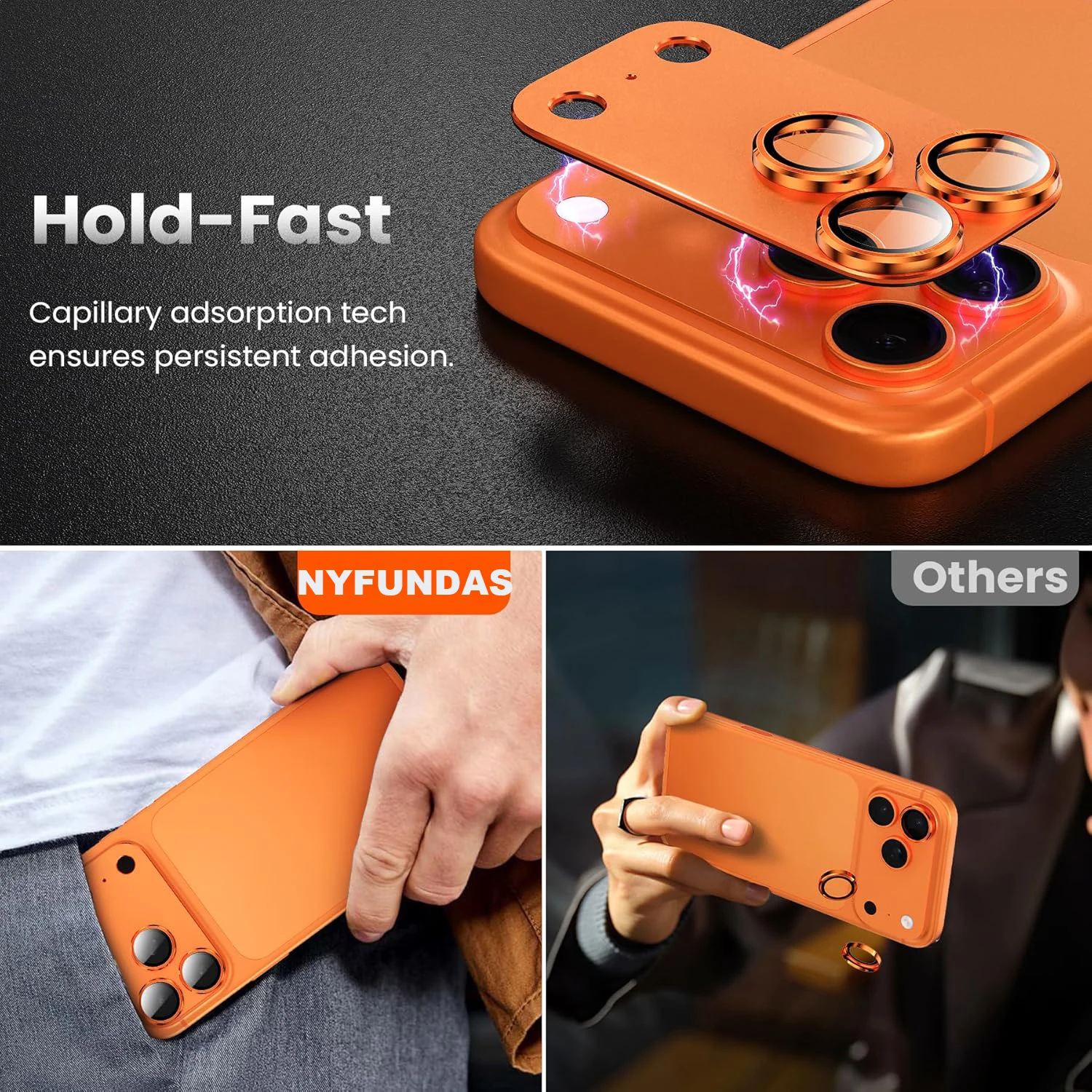 Cosmic Orange Metal Tempered Glass Camera Lens Protector Cover