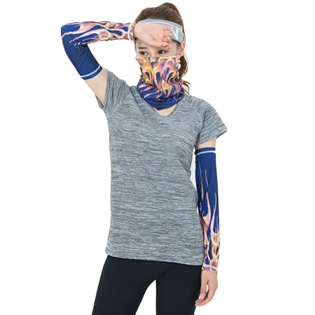 

Cycling Face Mask Outdoor Riding Hiking Seamless Magic Face Cover Ice Sunscreen Arm Sleeve Scarf Set Cuff Group Combination