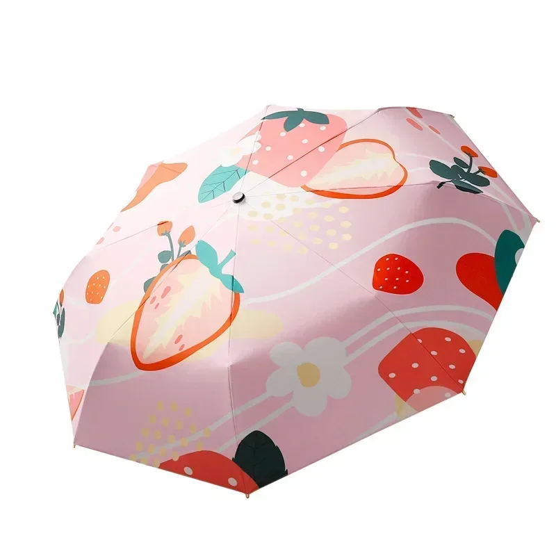 Cute Cartoon Automatic Parasol Folding Umbrella Male Women Printed Umbrella Lightweight Rain Gear