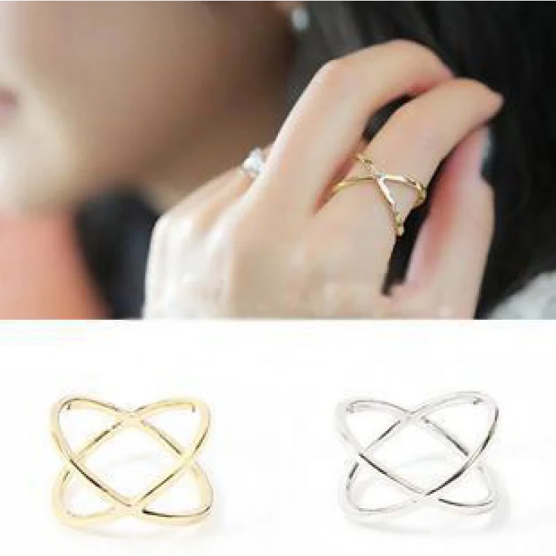 

Female X Cross Three-Dimensional Hollow Surround Matching Index Finger Knuckle Tail Ring