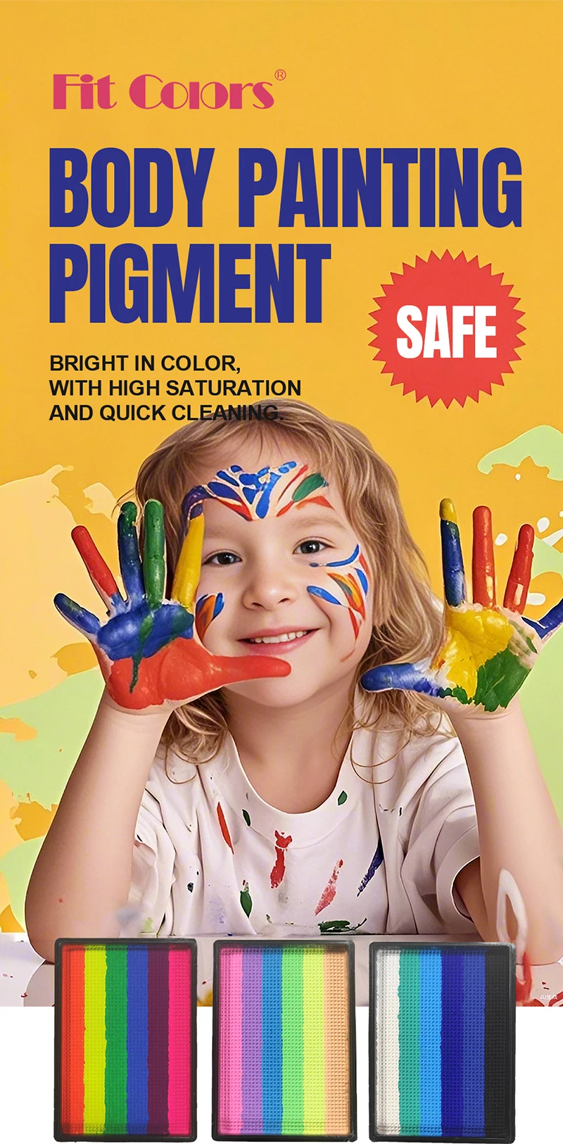 Description Picture 2 of itemRainbow Face Paint Palette Children Face Painting Water-soluble Pigment White Facial Body Paint Theatrical Artistic Makeup Plate