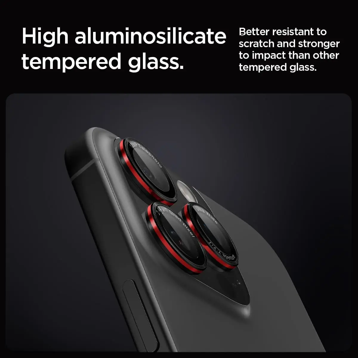 Sleek Black and Red Metal Glass Camera Lens Protector Cover - Premium Phone Accessory