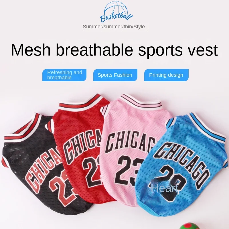 

NEW Mesh Breathable Dog Clothes Schnauzer Teddy Sport Large Dog Jersey Basketball Clothing Puppy T-Shirts Summer Pet Cat Shirts