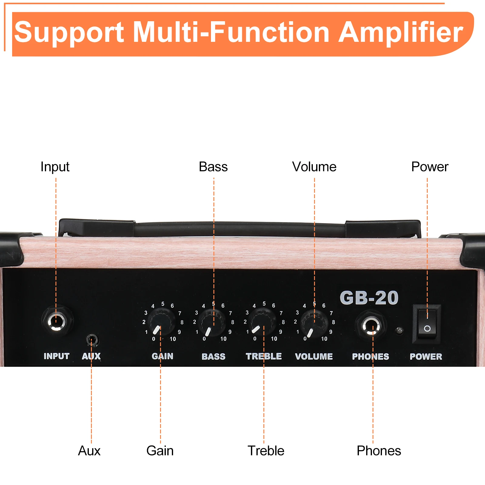 20W GB-20 Electric Bass Guitar Amplifier Natural Color