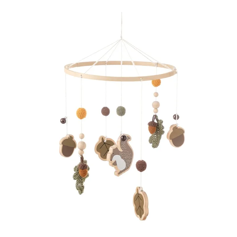 

Baby Rattle Toy 0-12Months Wooden Mobile Newborn Crochet Pine Music Box Bed Bell Hanging Toy Holder Bracket Infant Crib Toy Gift