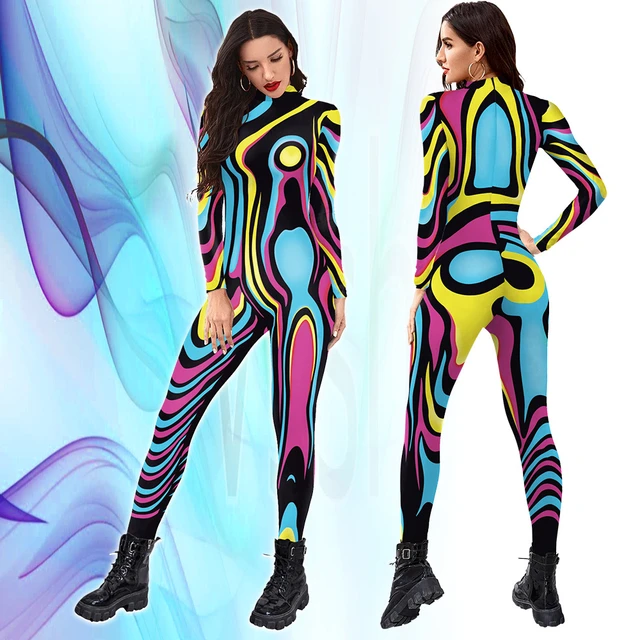 New Sexy Movie Cosplay Graffiti Printed Spandex Zentai Suit Fancy Jumpsuit  Bodysuit Halloween Costumes For Women - Cosplay Costumes - AliExpress