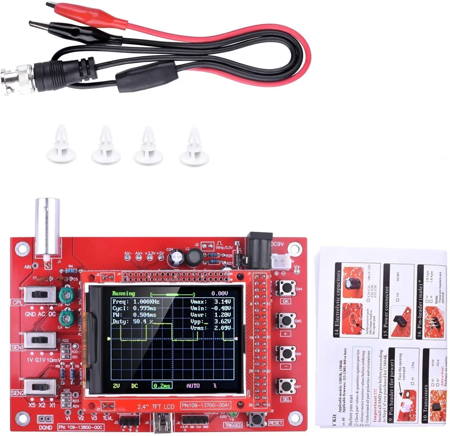 Fully assembled DSO FNIRSI-138 2.4 TFT Pocket Digital Oscilloscope Kit DIY Spare Parts Electronic Learning Kit Probe