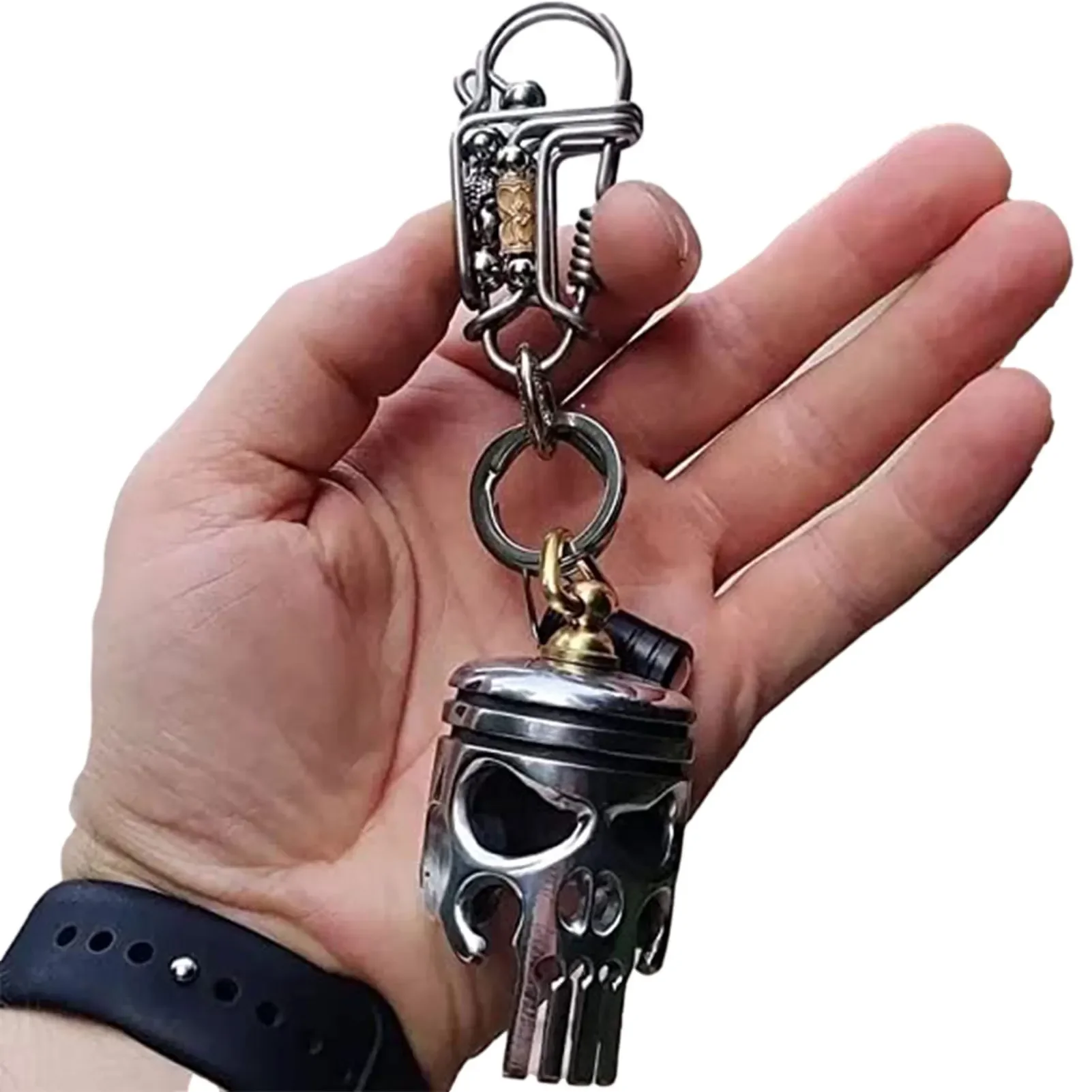Skull Keychains Piston Art Keychain Alloy Skeleton Key Chain