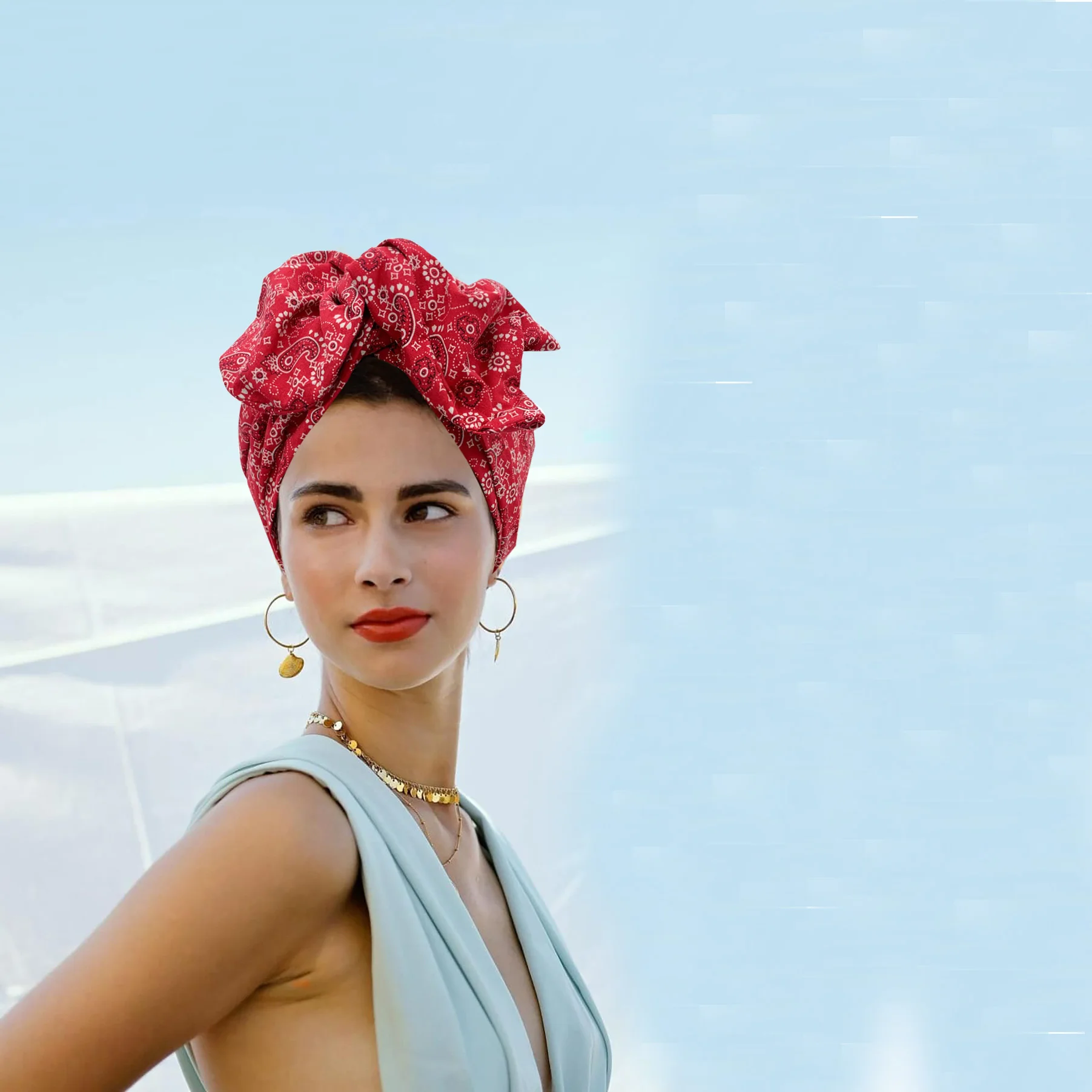 Vintage Bandana Headband Wrap Retro Reversible Full Head Hair Wrap