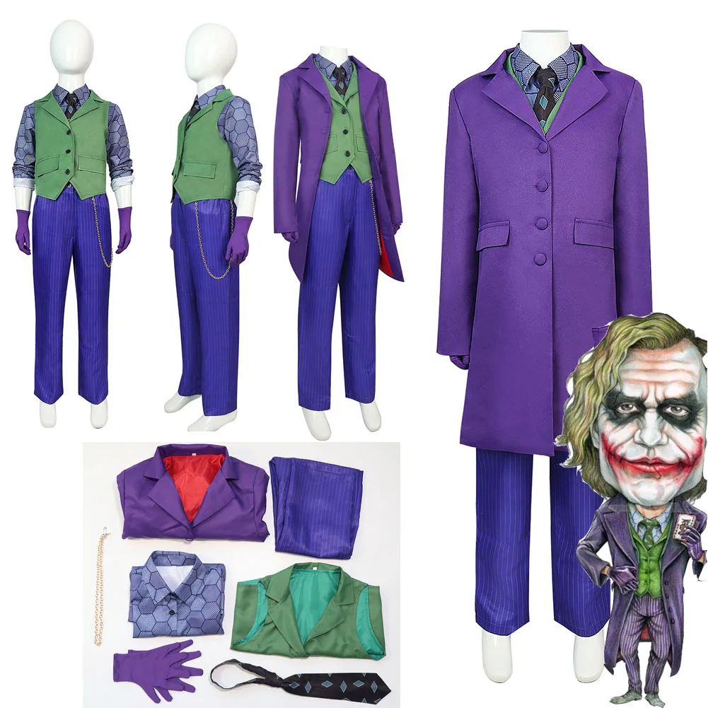 Kids Children Heath Cos Ledger Dark Knight Cosplay Costume Coat Pants Vest Outfit superhero cosplay costume kids cosplay costume Halloween Carnival Party Gifts Suit Boys Girls