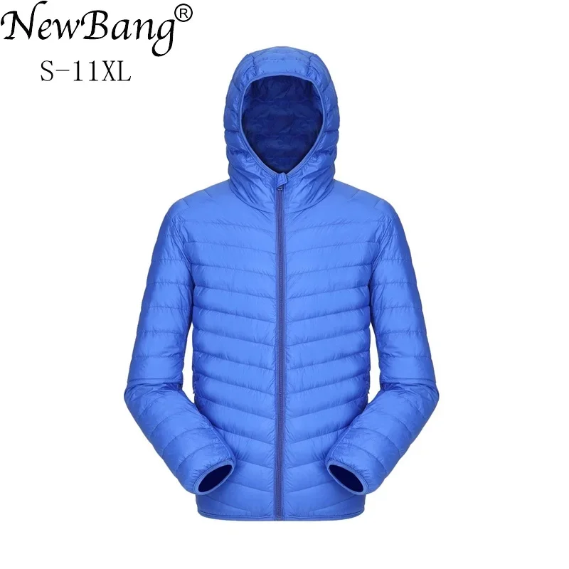 

Brand 8XL 9XL 10XL Men's Down jacket Ultra Light Down Jacket Men Lightweight Feather Hooded Warm Portable Winter Coat