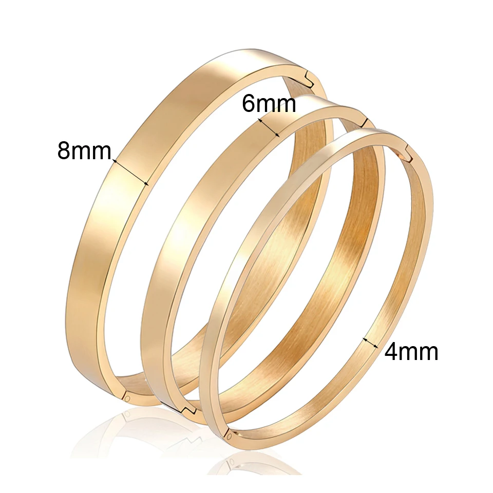 BOBASI New Stainless Steel Round Bangles& Bangles Three Colors Trendy Charm Bracelets Jewelry For Women Love Wedding Brand Gifts 4
