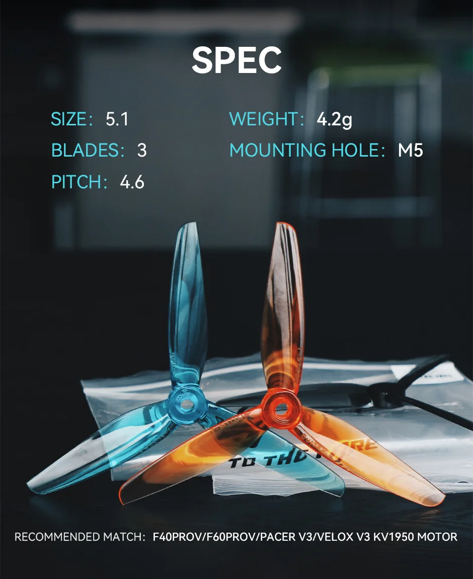 T-MOTOR F5146 3 blades F series Racing Prop For F40PROV/F60PROV/PACER V3/VELOX V3 KV1950 10
