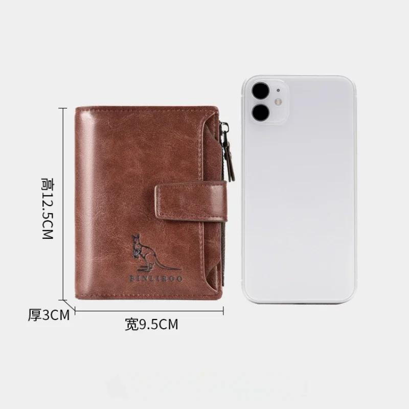 Fashion Men's Coin Purse Wallet RFID Blocking Man PU Leather Wallet Zipper Business Card Holder Money Bag Wallet for Male 6