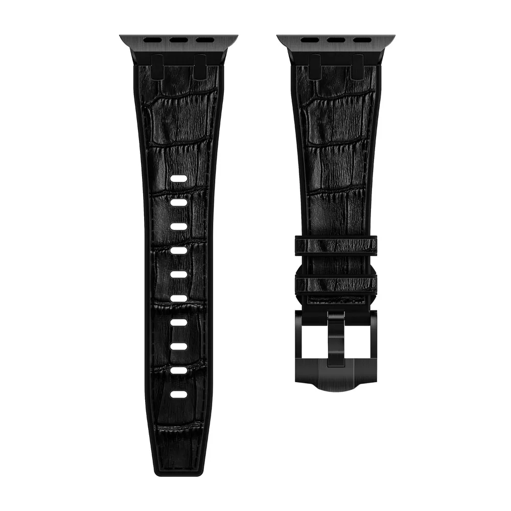 Crocodile Leather Strap for Apple Watch Band 49mm 45mm 41mm 44mm 40mm 42mm 38mm Bracelet for iWatch Series 9 8 7 6 5 4 SE 3 Belt