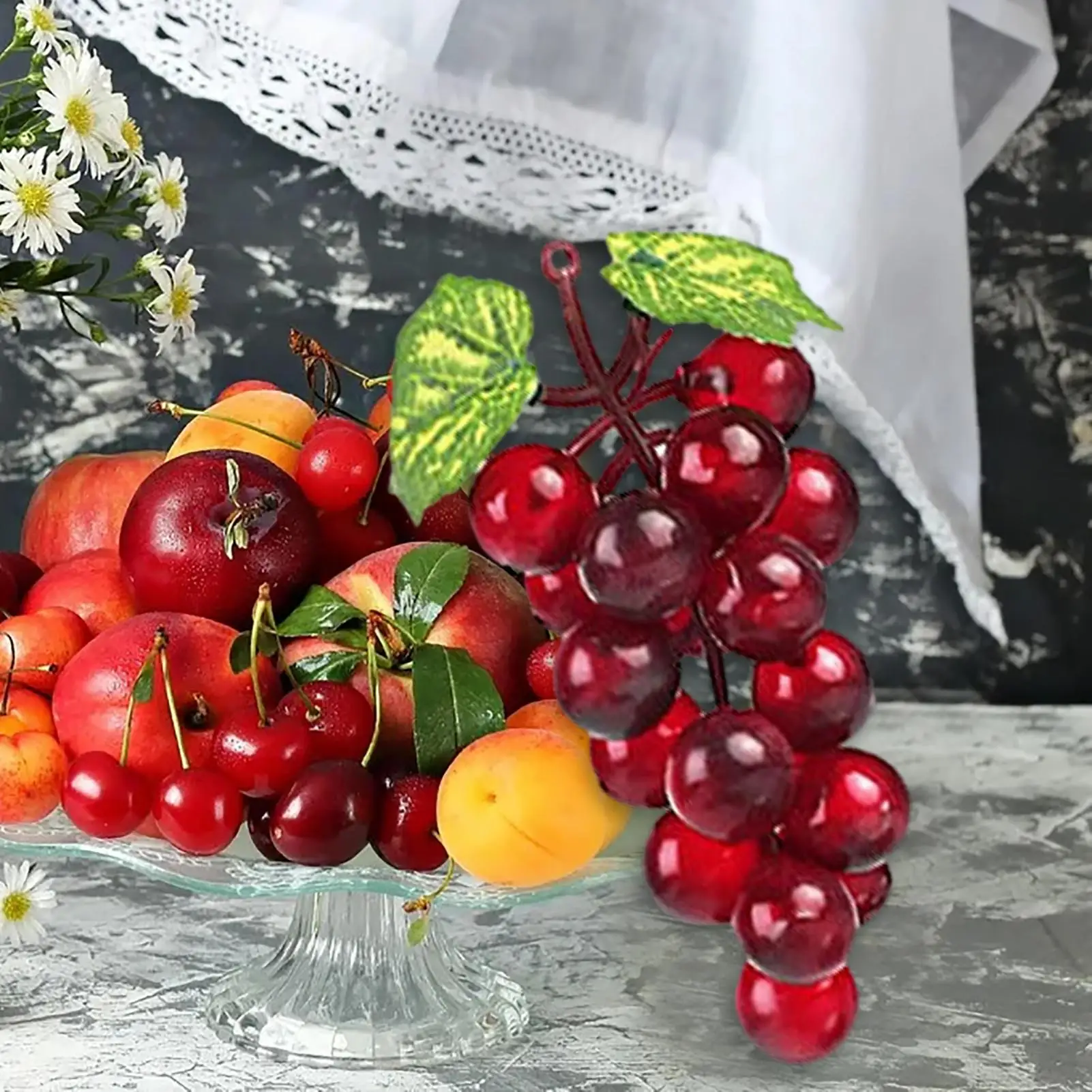 Fake Grapes Bunches Black Purple Green Grapes with 18 Pieces Grapes Fake Grape Bundles with Multiple Colors Artificial Grapes