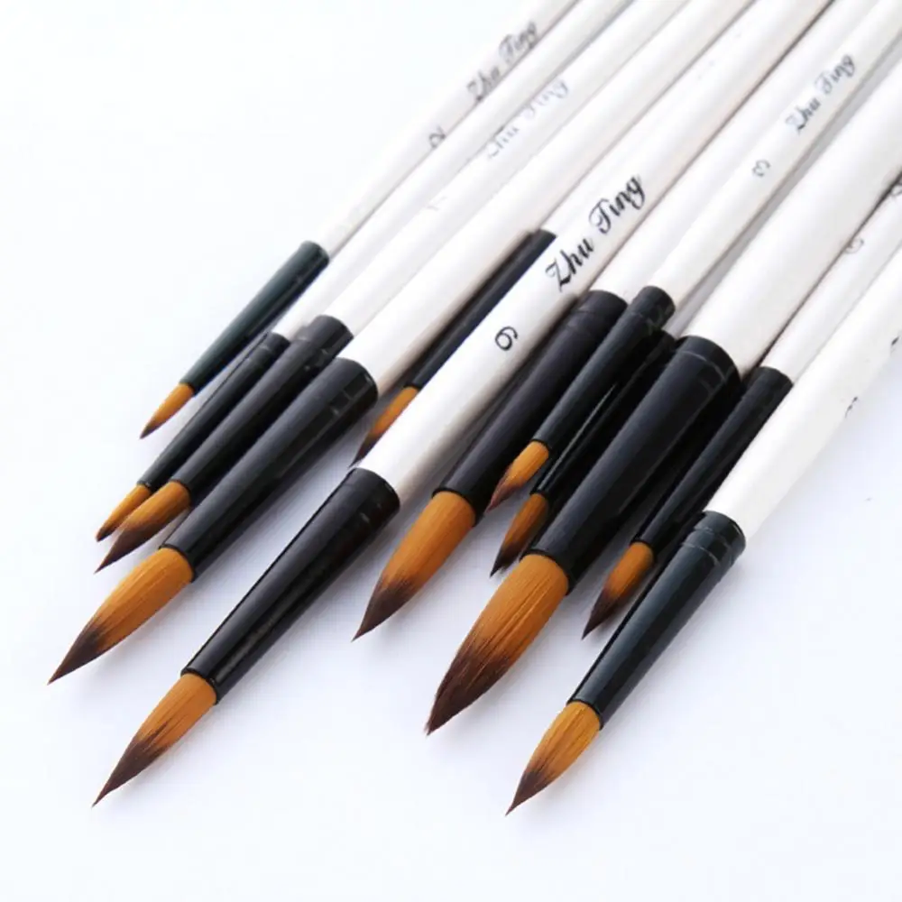Painting brushes art pens 12Pcs Artists Paint Brush Set Acrylic Watercolor Round Pointed Nylon Tip Hair Watercolor Oil Painting Pen Kids Drawing Brush