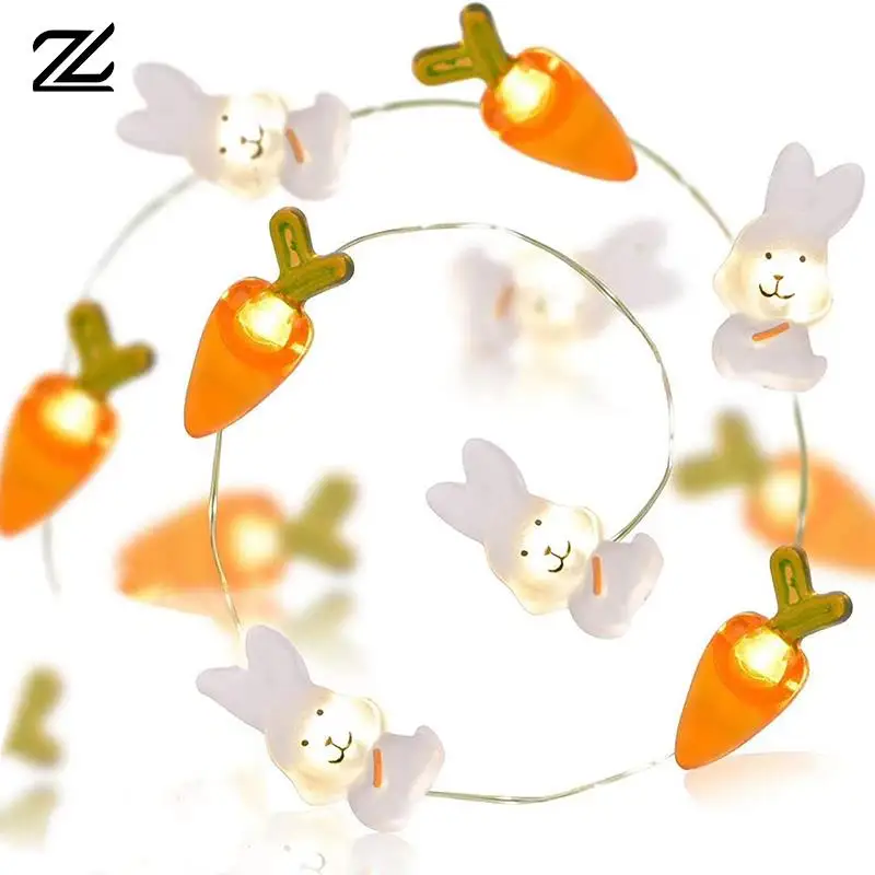 

1M 10LED Easter Rabbit String Light Carrot Chick Eggs Fairy Light Garland Happy Easter Party Decoration For Home Kids Gift 2024