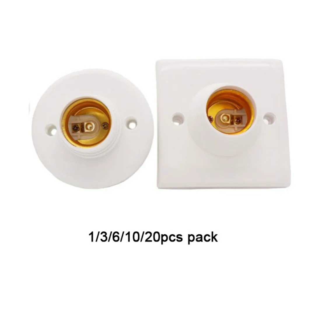 

1/3/6/10/20pcs White E27 Plastic Lamp Holder Round Square Threaded Socket for Closets, Storage Areas, Attics, Basements, Garages