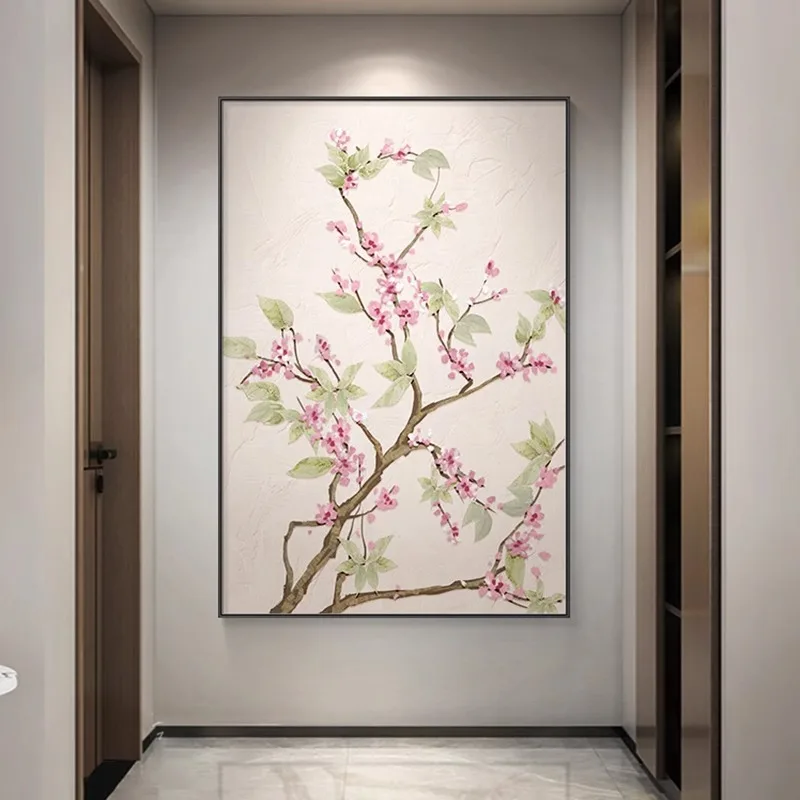 

New Chinese Style Peach Blossom Decorative Painting Plants Flowers Hanging Paintings Wall Art Murals Room Decoracion Home Decor