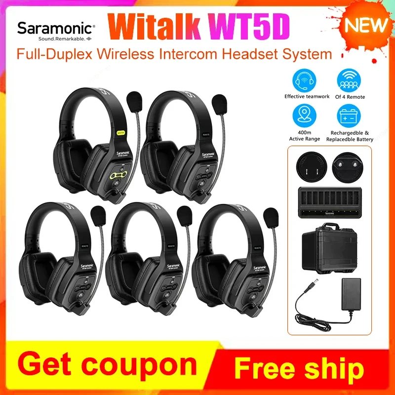 SaramonicWitalkWT5DFullDuplexTeamGroupBoatHeadphoneHeadsetsMicrophoneWirelessHeadset