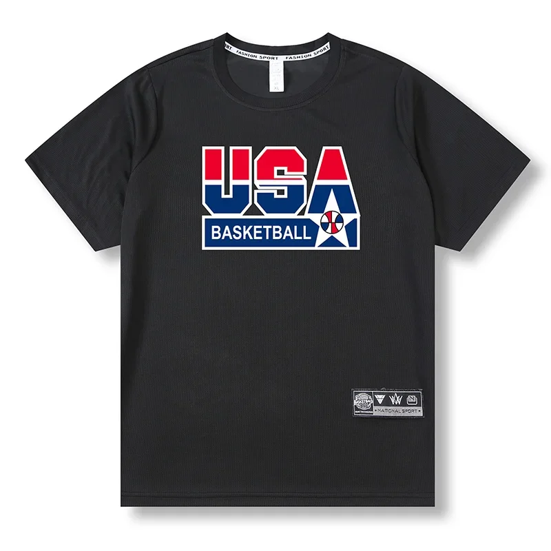 thumbnail image 1 of Camiseta para correr para hombre y mujer, transpirable, de secado rápido, para fitness, baloncesto, tiro, entrenamiento, ropa de ejercicio, camisetas deportivas para gimnasio, 1 of 5
