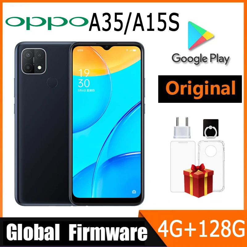 Смартфон Oppo A35/A15S, 4G, LTE, глобальная прошивка, MediaTek Helio P35, Android 10,0, 6,52 дюйма, 60 Гц, 4230 МП, Face ID, сканер отпечатков пальцев, мАч