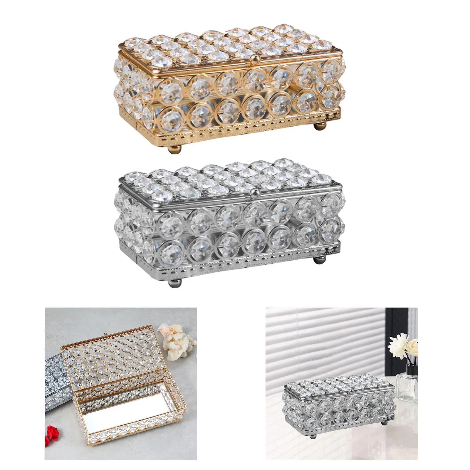 Jewelry Box Cosmetic Organizer Box Rings Case Elegant Earrings Rings Box for Bangles Bracelets Hairpin Necklaces Headwear