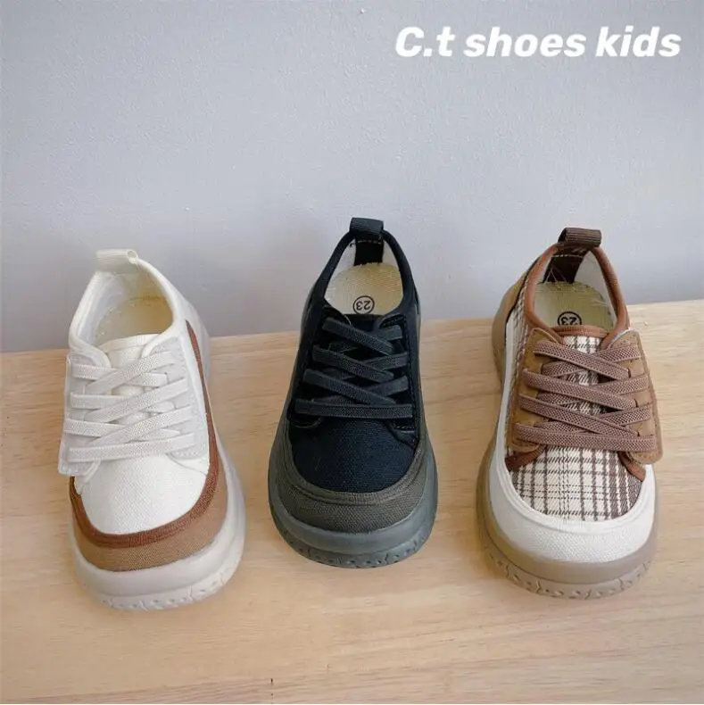 

2023 Spring New Children's Shoes Boys' Soft Sole Comfortable Sports Casual Shoes Fashion Girls' Canvas Shoes Black Size 23-30