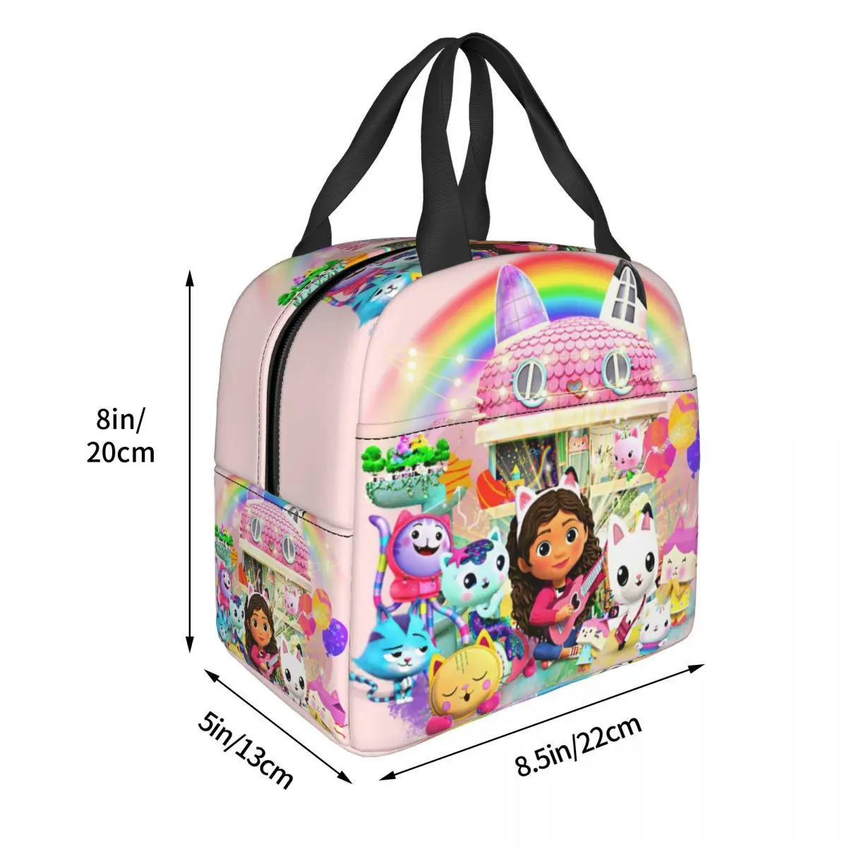 Custom Animated Anime Movies Gabbys Dollhouse Portable Lunch Boxes Women Multifunction Cooler Thermal Food Insulated Lunch Bag 4