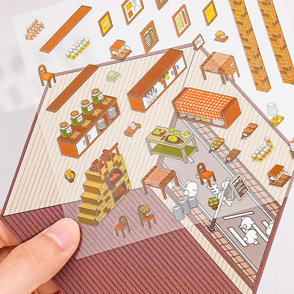 3D Sticker DIY Three-dimensional Cabin Scene Stacking And Pasting Hand Account Cute New Design