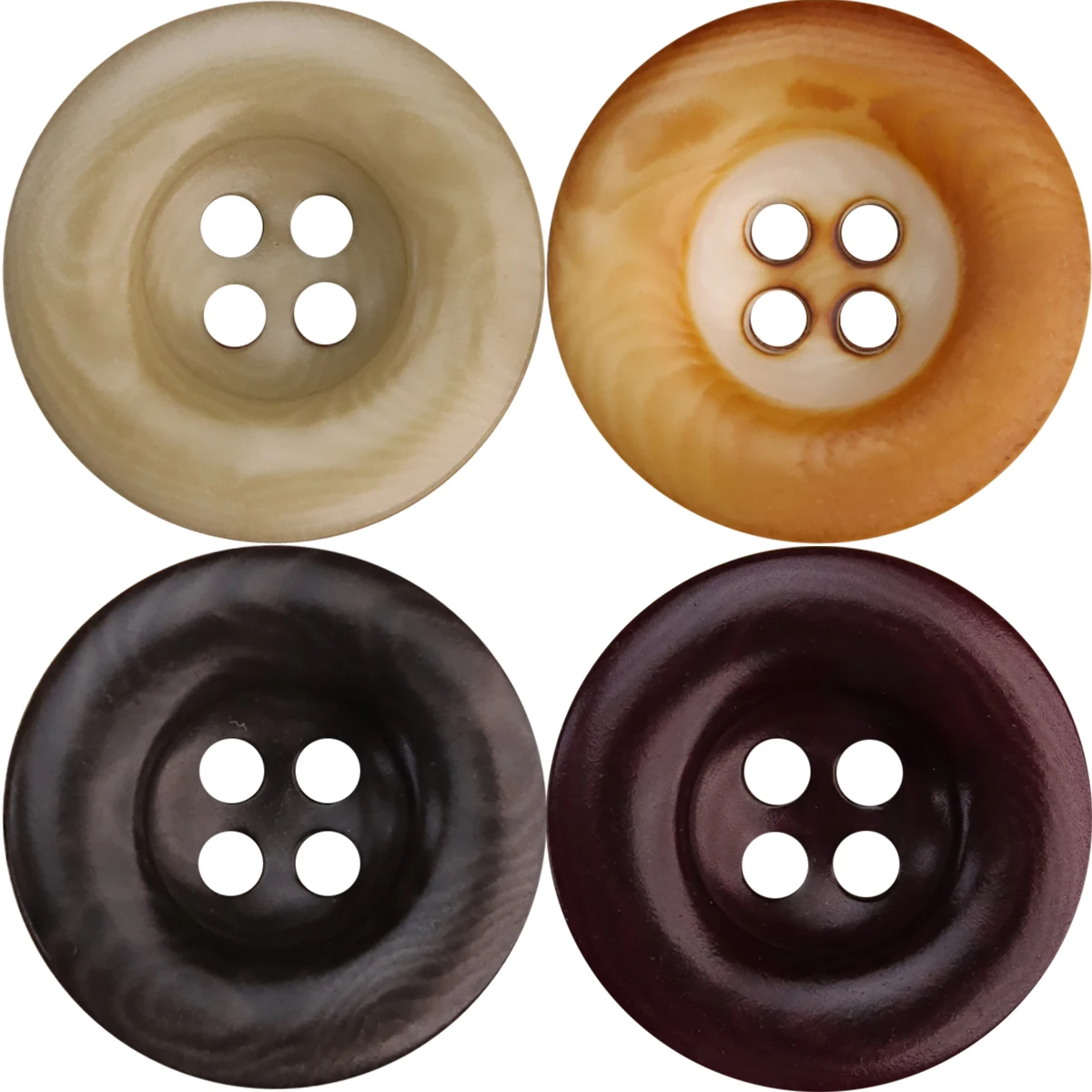 6pcs 2024 NEW Muku Corozo Buttons For Clothing Round Thick Rim 4 Hole Scorched Green Purple Sewing Accessories Green Grey Button 5