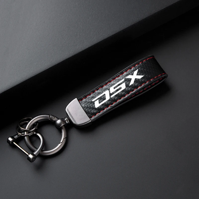 Carbon Fiber Patterned Leather Rope Keychain Keyring