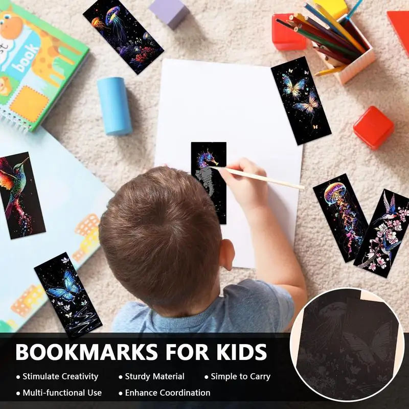 Scratch Off Bookmarks Party Favor Scratch Off Paper Set Of 12 Bookmarks Craft Paper Art Sets For Kids Students Party Bag Fillers