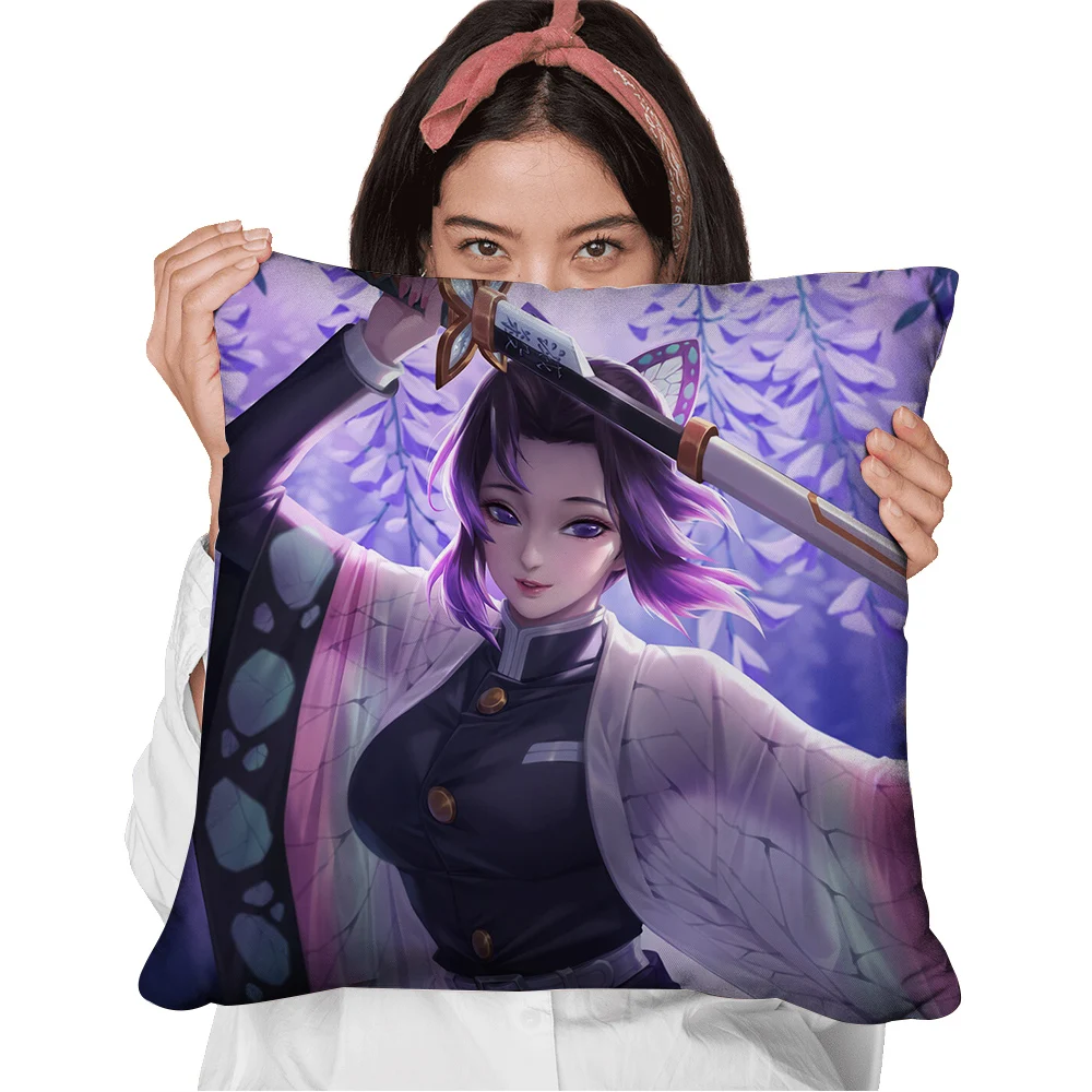 

HX Demon Slayer Pillowcase 3D Graphic Anime Butterfly Polyester Zipper Cover Cushion Fashion All Printed Pillowcases