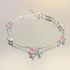 Bracelet en alliage de zinc, bracelet fleur en zircon étincelant, bracelet fait main en alliage pour usage quotidien, accessoire de mode pour soirée