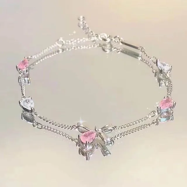 Bracelet en alliage de zinc, bracelet fleur en zircon étincelant, bracelet fait main en alliage pour usage quotidien, accessoire de mode pour soirée