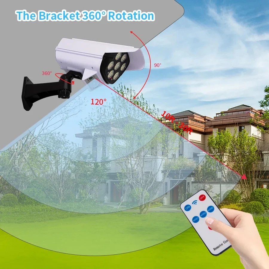 Solar Outdoor Lighting Simulation Garden Light Remote Control LED Fake Camera Wall Light Waterproof Security For Home Indoor