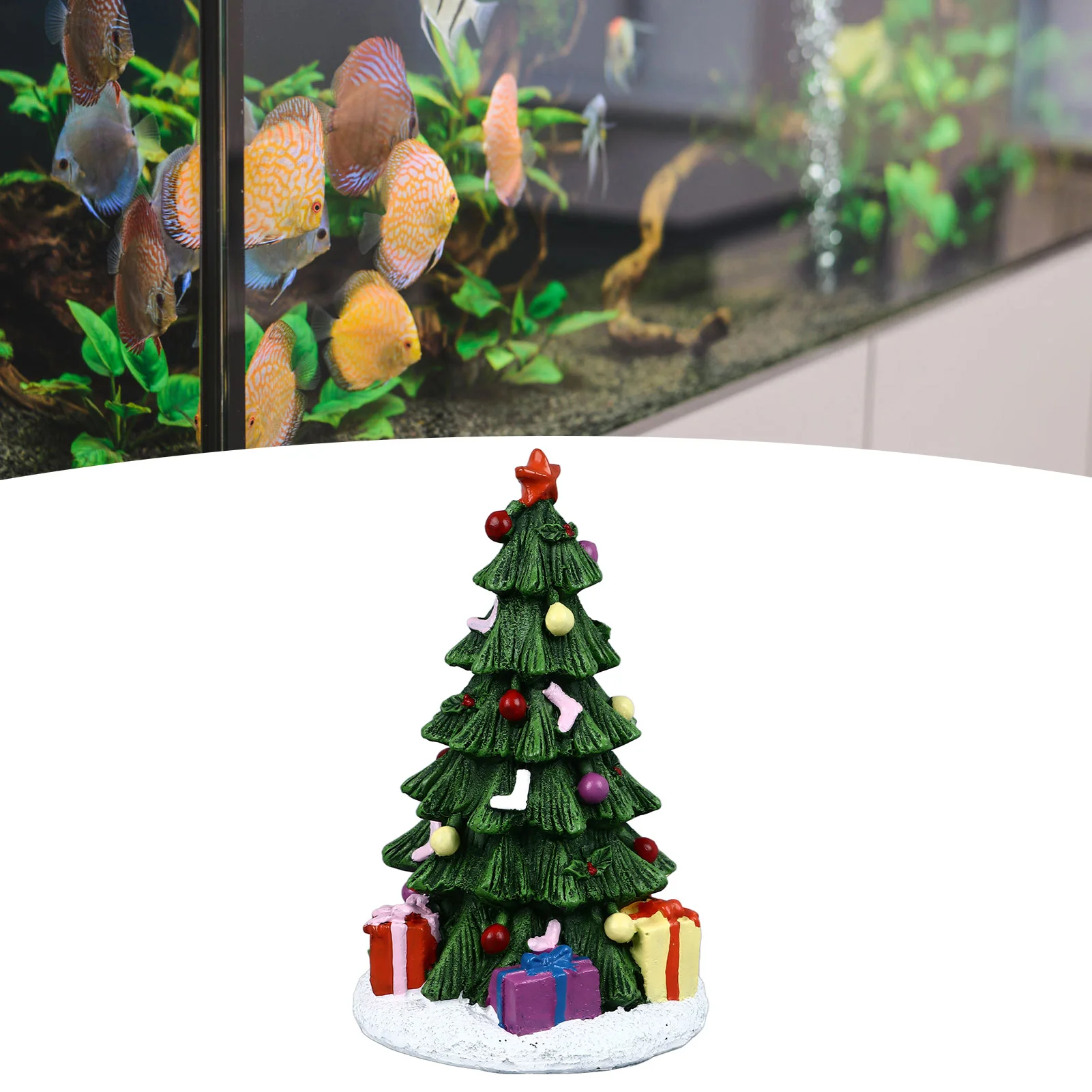 ZK30 Christmas Fish Tank Ornament Exquisite Beautiful Resin Aquarium Craft Decoration for Home Christmas Tree