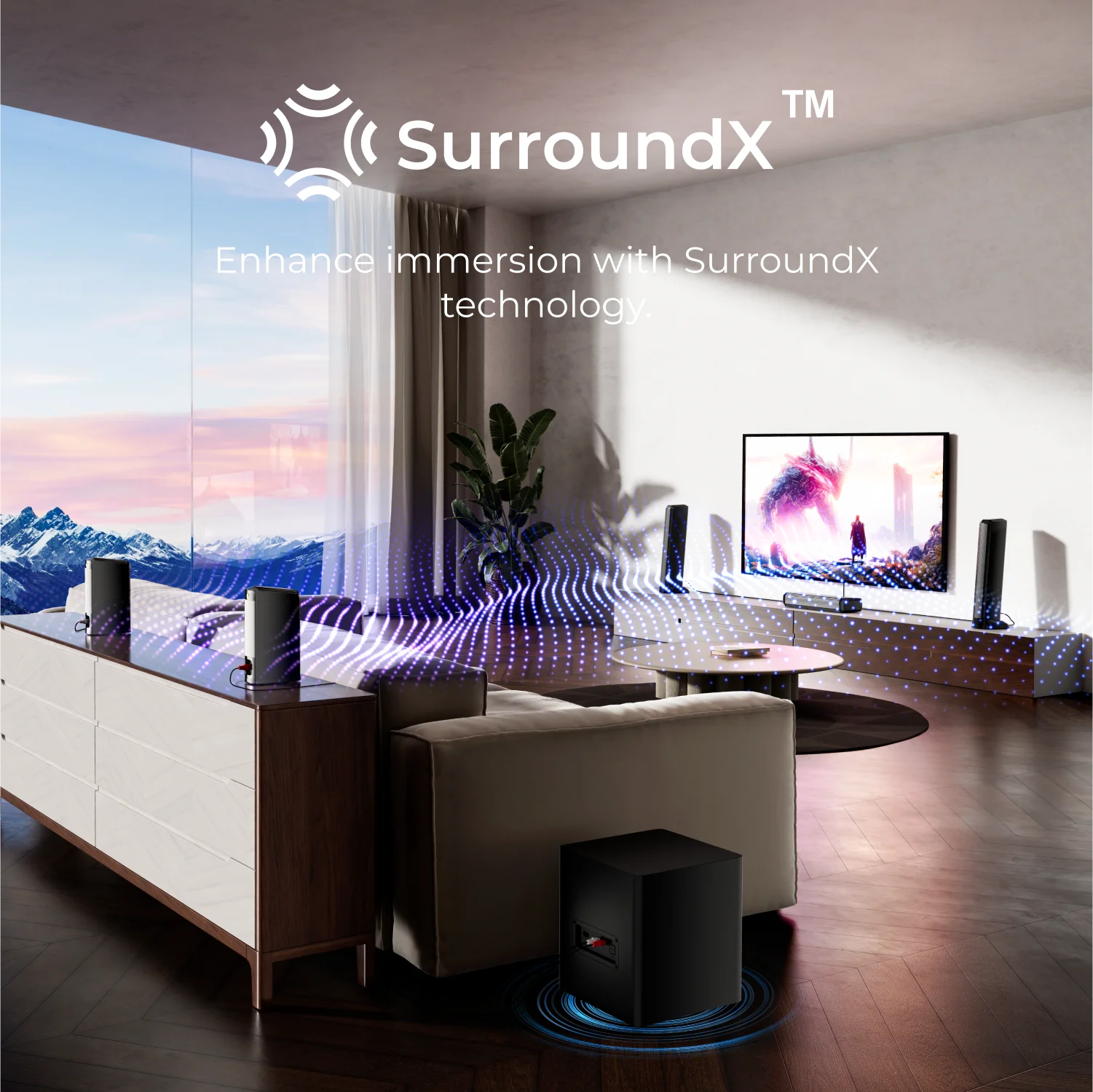 ULTIMEA 7.1 Surround Sound Bar with 2 Surround Speakers & 6.5" Subwoofer, Surround Sound System for TV with RGB, APP Control 2