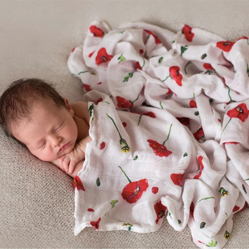 Baby Blanket Newborn Muslin 100% Cotton Baby Blanket Swaddle Wrap Receiving Blanket Bath Towel 120x120cm Bedding Muslin Swaddle - 2