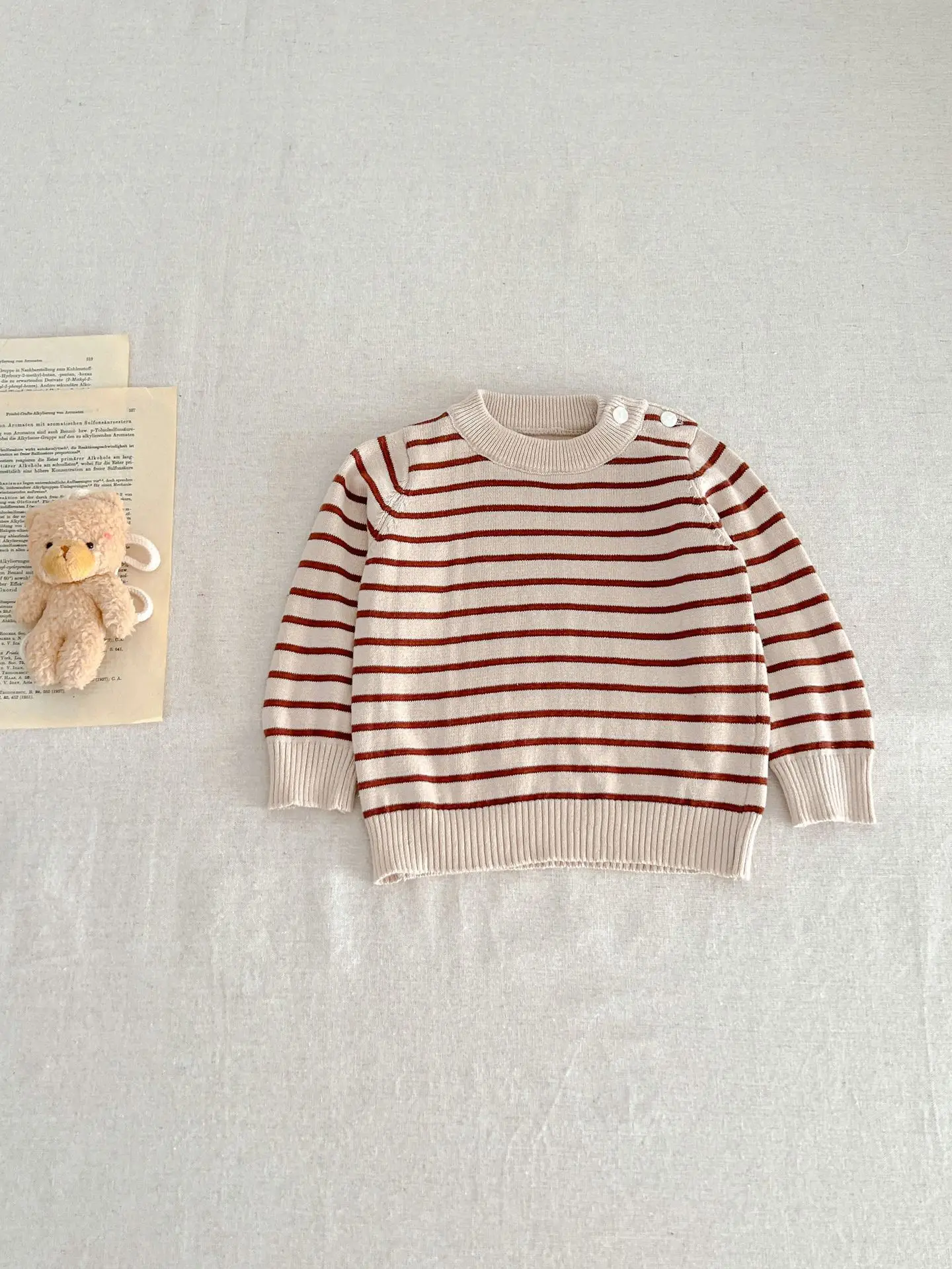 Spring And Autumn Newborn Infant Baby Boys And Girls Knit Top Shirt Stripe Round Dot Sweater