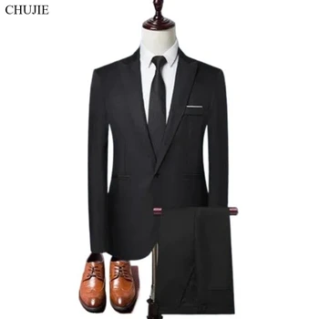 Abiti da uomo Set per matrimonio Elegante 2 pezzi Giacche Pantaloni Blazer slim fit Abito formale Moda classica Costume completo 2025