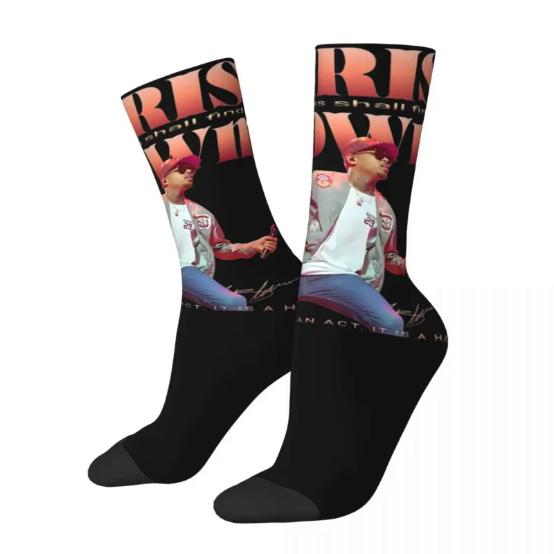 

Casual Unisex Socks Cool Singer Chris Brown Accessories Soft Hip Hop High Quality Dress Socks All Season