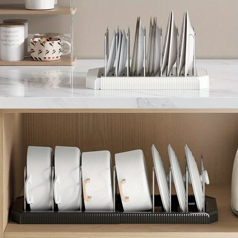 Expandable Pot and Pan Organizer Rack Stainless Steel Pot Lids Organizer Kitchen Pan Organizer for Cabinet Cookware Dish Rack 6