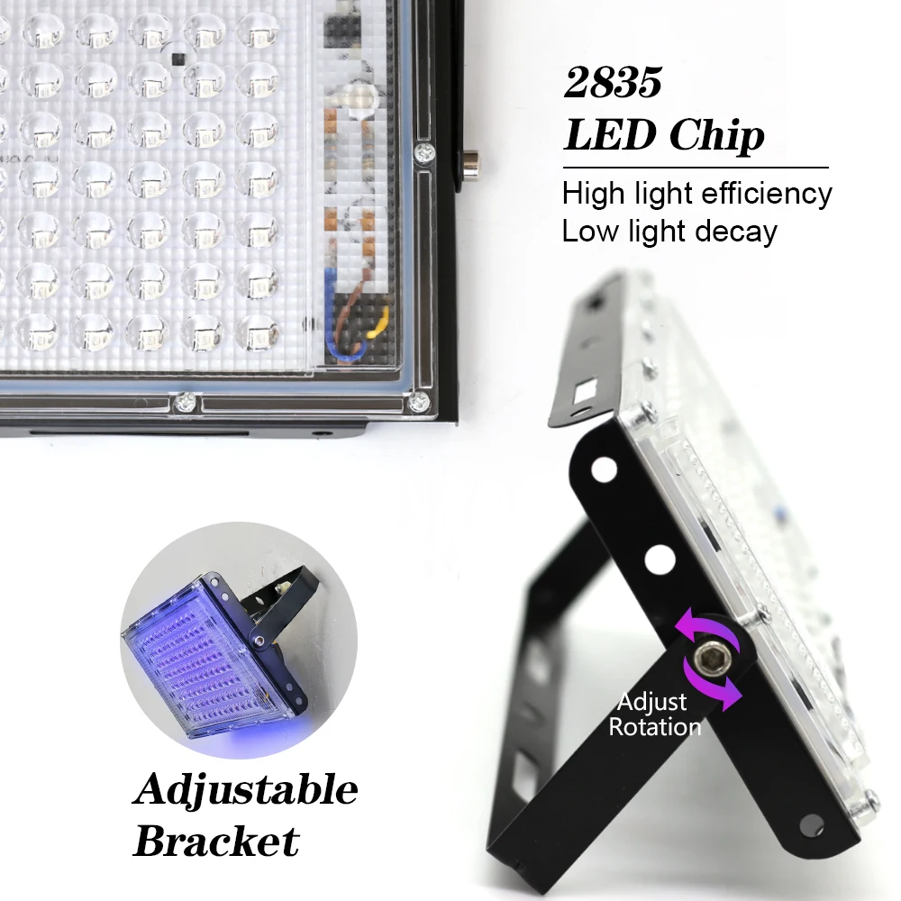 Led Stage Lamp Led Stage Light Black Light Bulbs Black Light Bar Led UV Floodlight 395nm 400nm 220V Waterproof 50W 100W Fluorescent Party Disco Stage Light Ultravilet Lamp LED Stage Blacklight