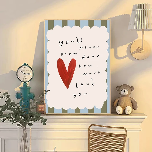 Cute Love Pattern Canvas Print Painting Poster