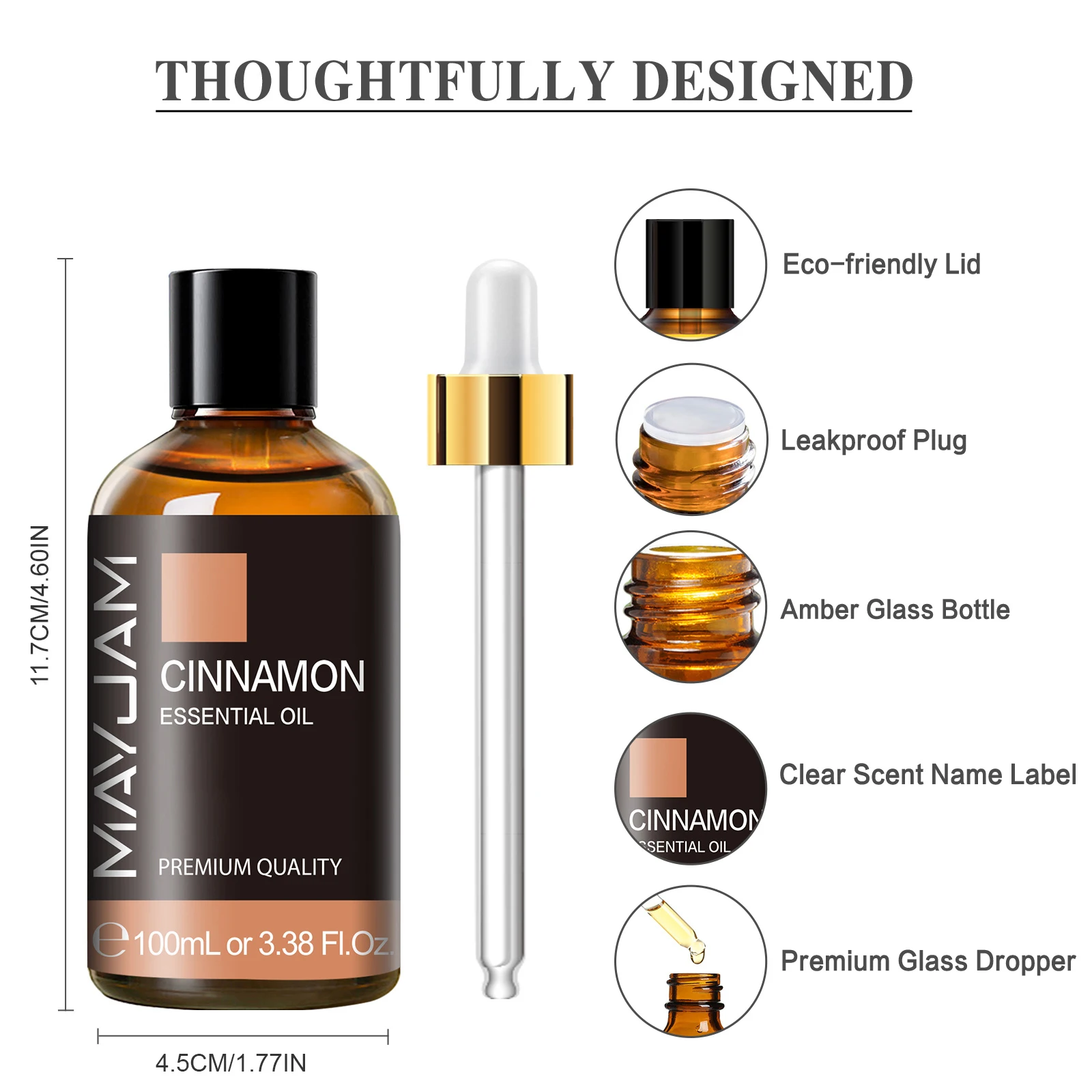 Pure Cinnamon Essential Oil - 100ml for Aromatic Diffusers, Scented Candles & Handmade Soaps