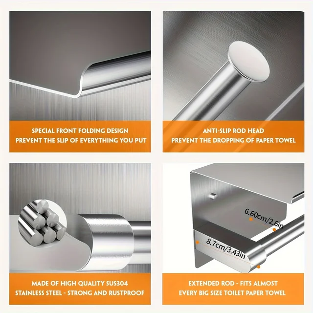 ที่ใส่กระดาษชําระติดผนังสแตนเลสพร้อมชั้นวาง - อุปกรณ์ห้องน้ําที่มีสไตล์ที่ช่วยประหยัดพื้นที่ 6
